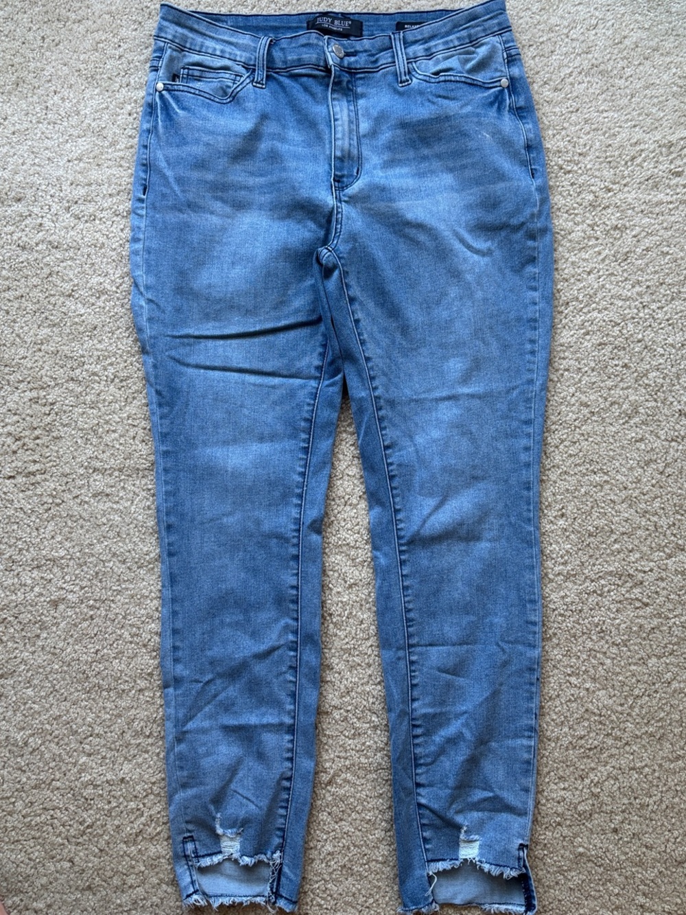 Judy Blue Medium Wash Ankle Skinny Jeans with Raw Hem
